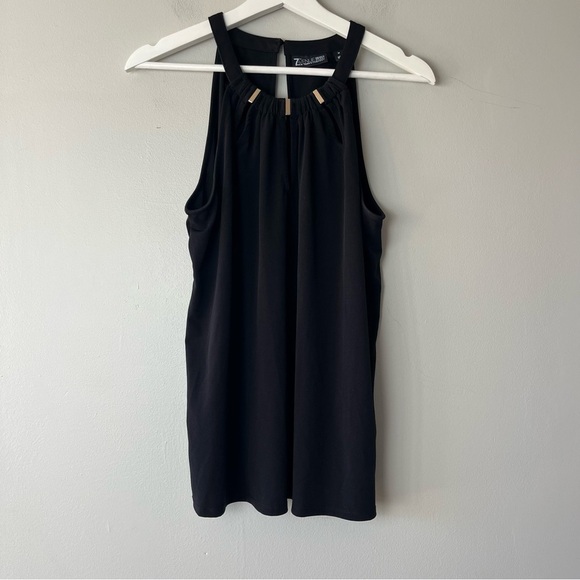 7th Avenue New York & Company Black Stretchy Halter Neck Top Medium - Picture 1 of 8